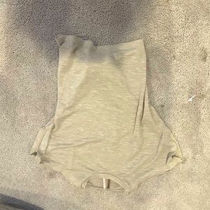 Tan shirt sleeve top with shoulder cut outs!